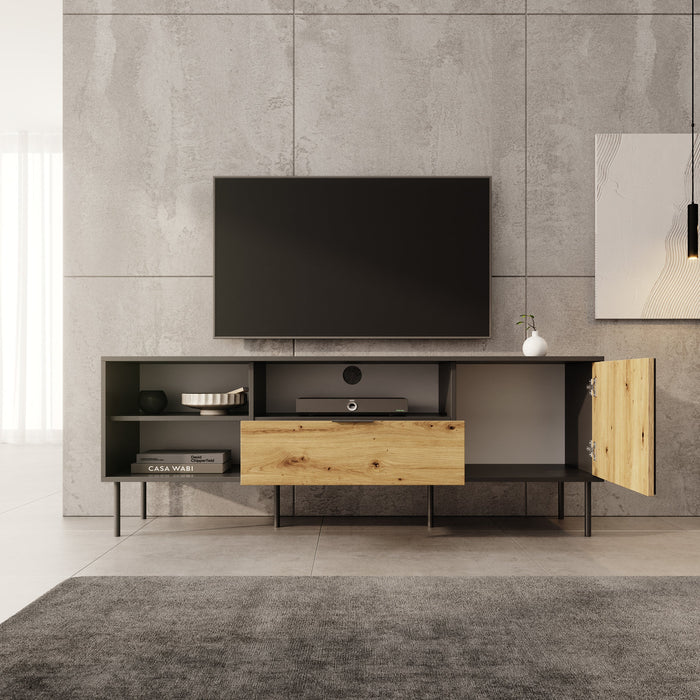 Meubella - Rogan - TV-Meubel - Zwart - 160 cm