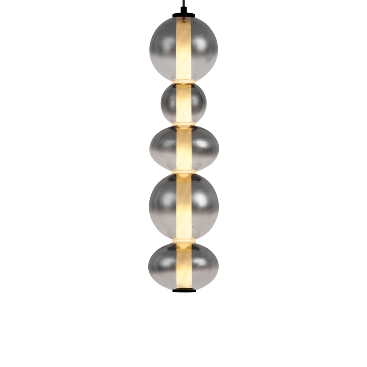 QAZQA Art Deco hanglamp zwart met smoke en helder glas 5-lichts incl.