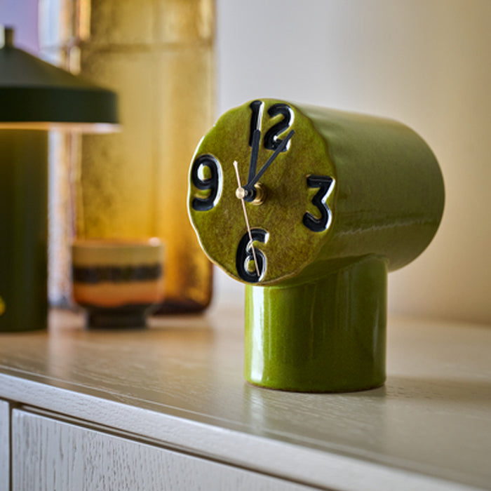 HKliving Retro Ceramics Tafelklok - Olive