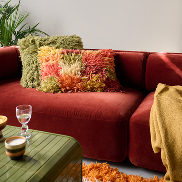 HKliving Fluffy Sierkussen 50 x 50 cm - Olive