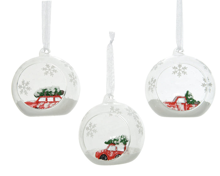 Decoris Auto poly kerstbal glas d8 cm rd a3