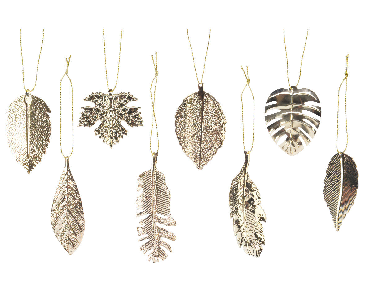 Decoris Blad ijzer hang h8 cm champ.|goud a8