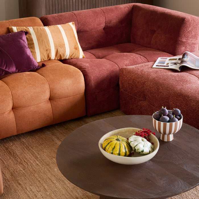 by fonQ Wies 3,5-zits Hoekbank Links met Hocker - Materiaalmix - Terra Blend