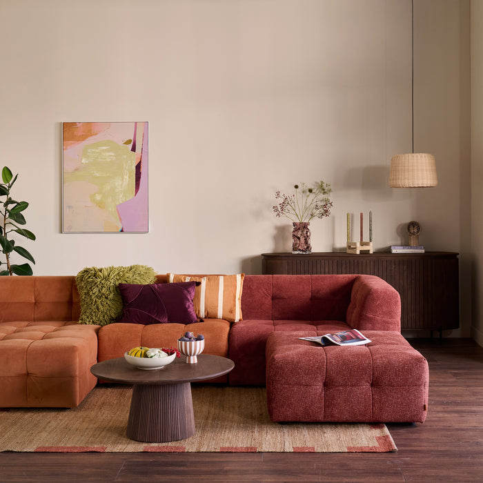 by fonQ Wies 3,5-zits Hoekbank Links met Hocker - Materiaalmix - Terra Blend