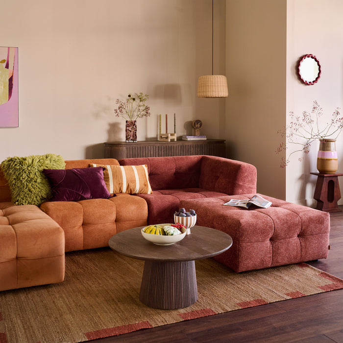 by fonQ Wies 3,5-zits Hoekbank Links met Hocker - Materiaalmix - Terra Blend