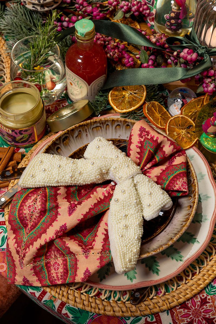 Sissy-Boy Witte strik kersthanger met parels