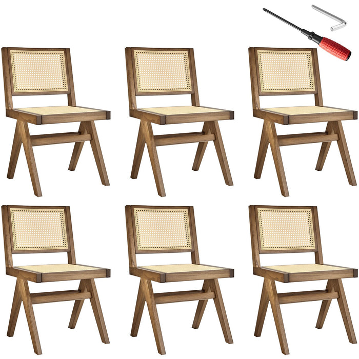 tectake® Houten stoel Lizzy met Weens vlechtwerk in boho-stijl