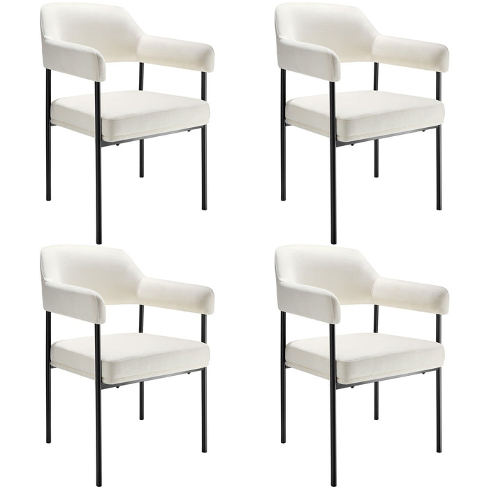 tectake® Eetkamerstoel Doé, gestoffeerd, stalen poten - Set van 4