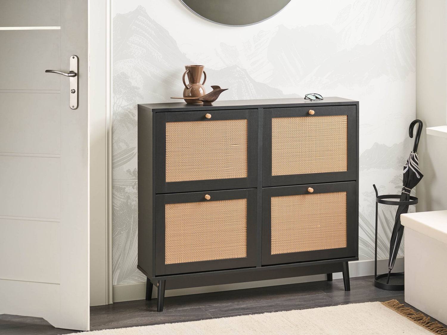 Beliani - ARMIDALE - Schoenenkast 4 vakken - Zwart - Vezelplaat