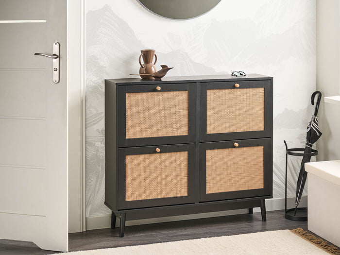 Beliani - ARMIDALE - Schoenenkast 4 vakken - Zwart - Vezelplaat