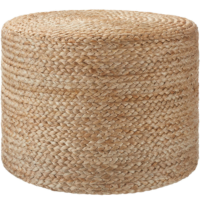 tectake® Handgemaakte poef Banno Cylinder van jute rond, boho-stijl