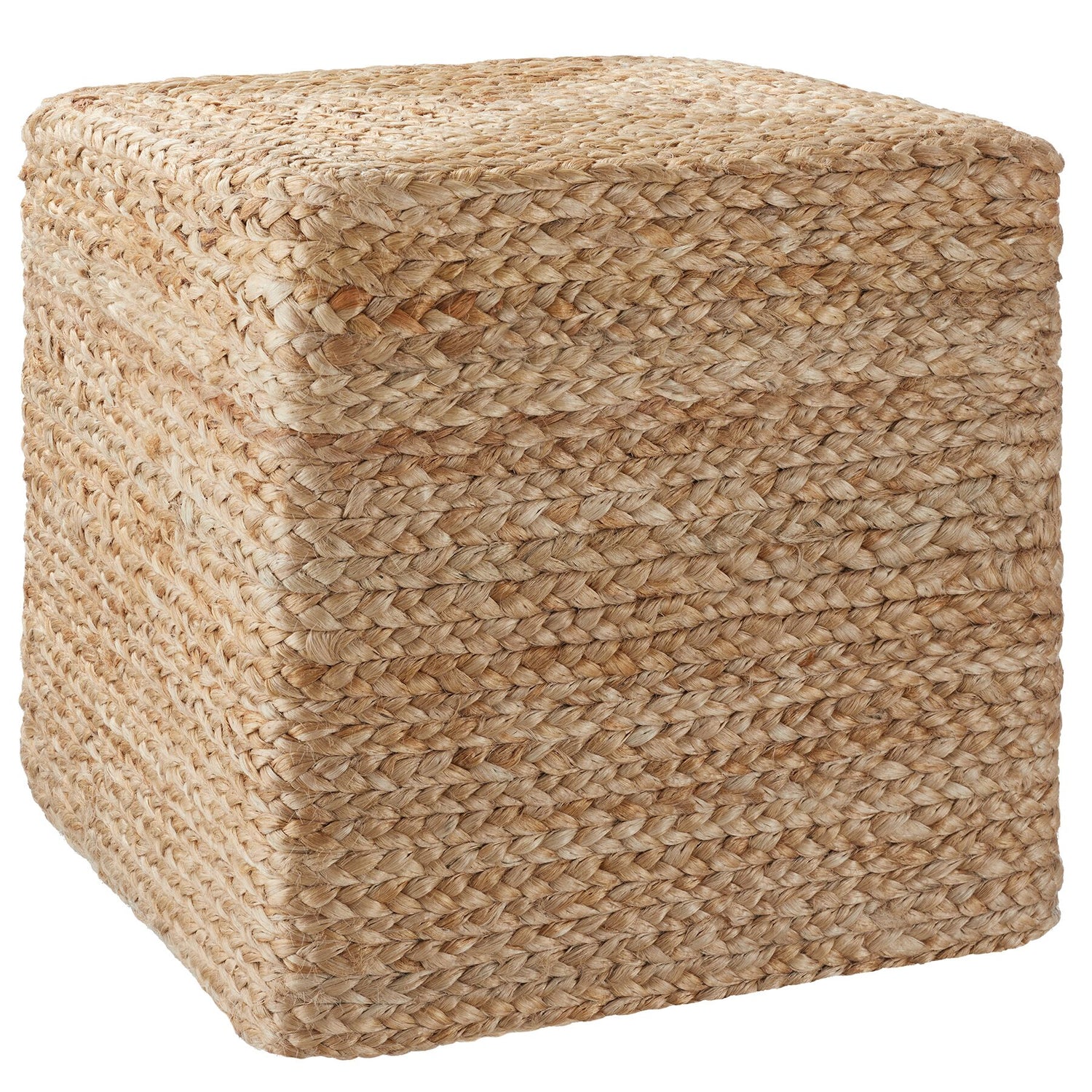 tectake® Handgemaakte poef Banno Cube van jute, vierkantig, boho-stijl