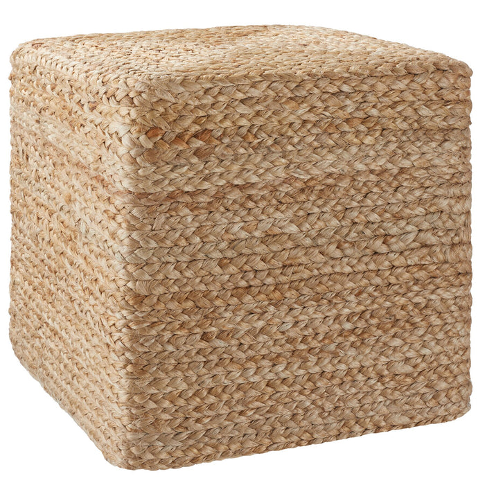tectake® Handgemaakte poef Banno Cube van jute, vierkantig, boho-stijl