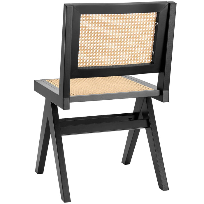 tectake® Houten stoel Lizzy met Weens vlechtwerk in boho-stijl