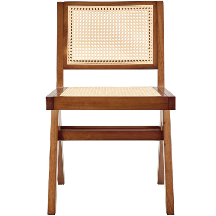 tectake® Houten stoel Lizzy met Weens vlechtwerk in boho-stijl