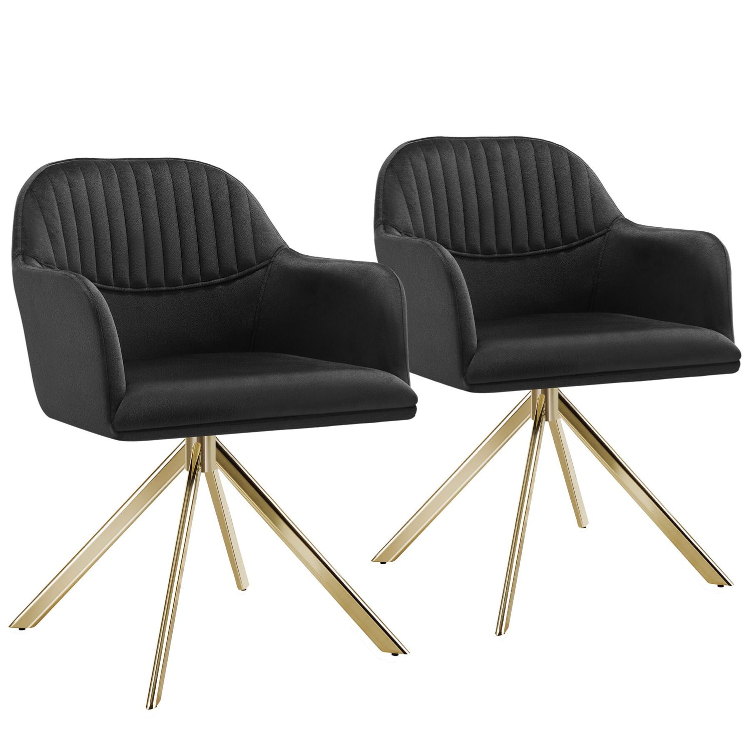 tectake® Lona fluwelen draaistoel met dikke vulling - Set van 2