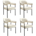 tectake® Eetkamerstoel Doé, gestoffeerd, stalen poten - Set van 4