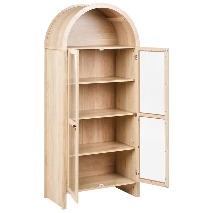 Beliani - GLENWOOD - Glazen vitrinekast - Lichtbruin - Vezelplaat