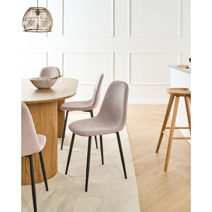 Beliani - CRANDALL - Eetkamerstoel set van 4 - Beige - Stof