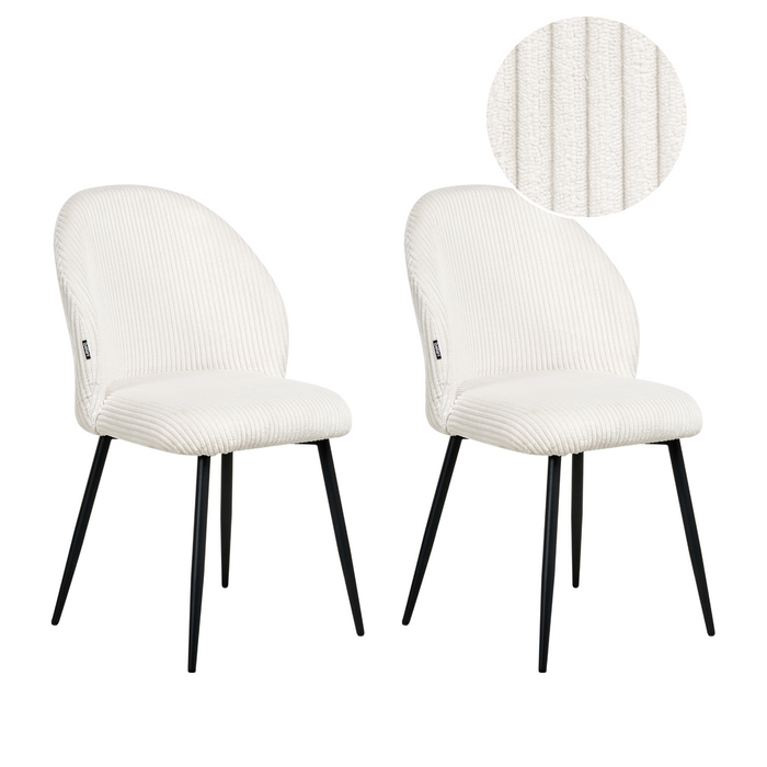 Beliani - ELOY - Eetkamerstoel set van 2 - Gebroken wit - Corduroy