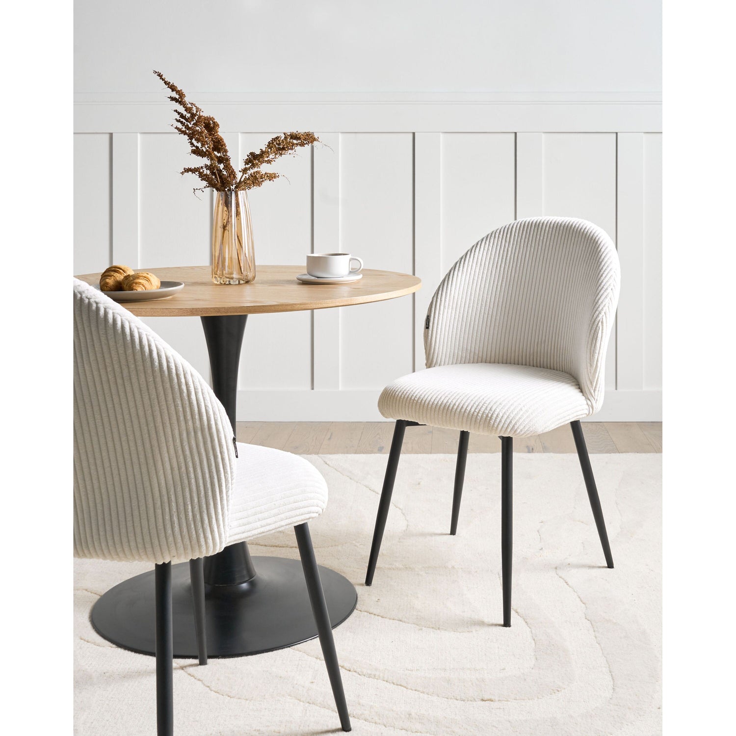 Beliani - ELOY - Eetkamerstoel set van 2 - Gebroken wit - Corduroy