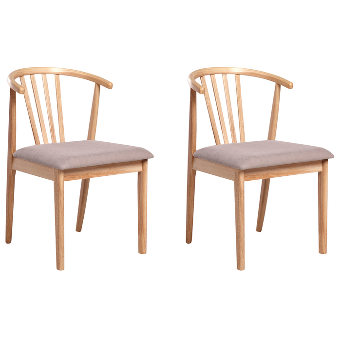 Beliani-CRAIG-Eetkamerstoel set van 2-Lichtbruin|Taupe-Rubberhout