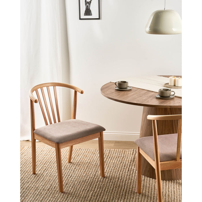 Beliani-CRAIG-Eetkamerstoel set van 2-Lichtbruin|Taupe-Rubberhout