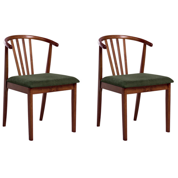 Beliani-CRAIG-Eetkamerstoel set van 2-Donkerhout|Groen- Rubberhout