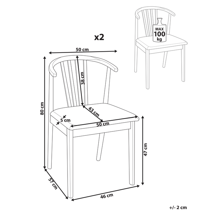 Beliani-CRAIG-Eetkamerstoel set van 2-Donkerhout|Groen- Rubberhout