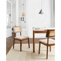 Beliani - EMBAR - Eetkamerstoel set van 2 - Bruin - Rubberhout|Bouclé