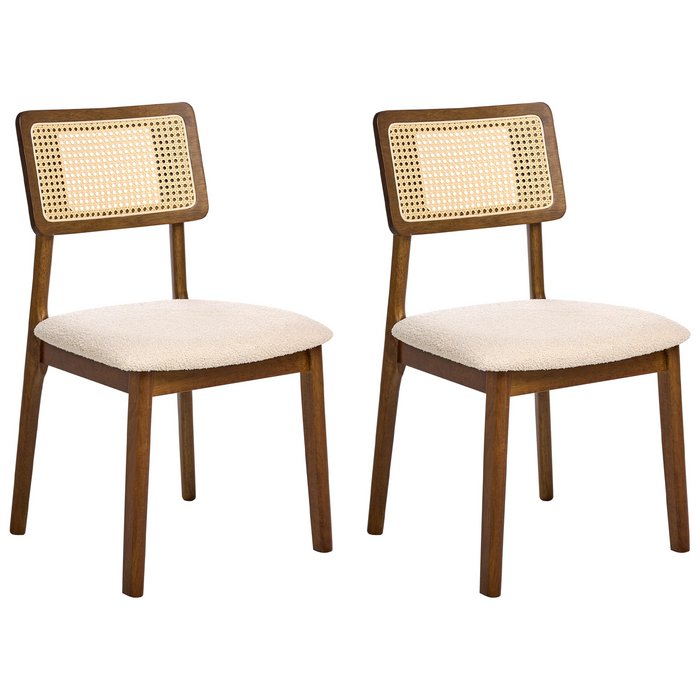 Beliani - EMBAR - Eetkamerstoel set van 2 - Bruin - Rubberhout|Bouclé