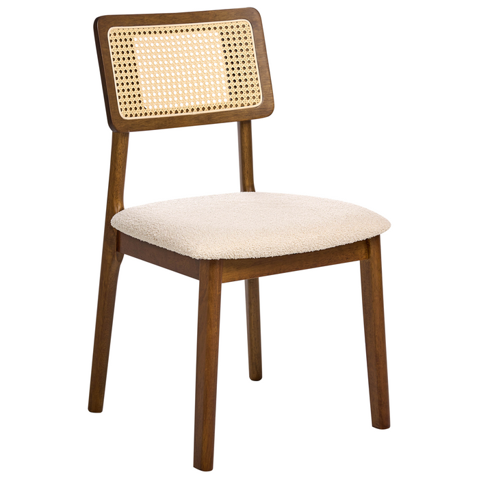 Beliani - EMBAR - Eetkamerstoel set van 2 - Bruin - Rubberhout|Bouclé