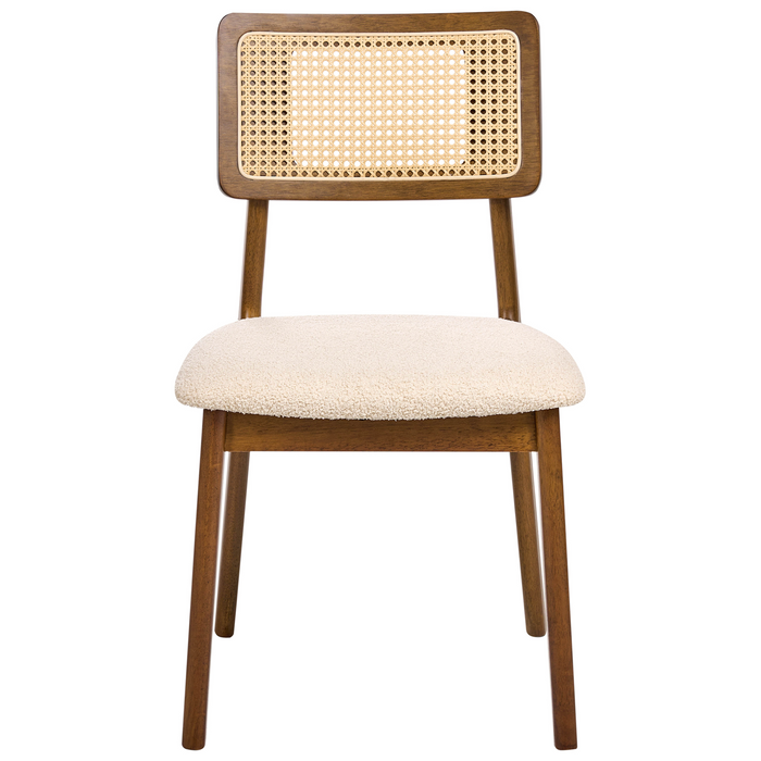 Beliani - EMBAR - Eetkamerstoel set van 2 - Bruin - Rubberhout|Bouclé