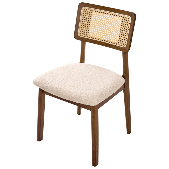 Beliani - EMBAR - Eetkamerstoel set van 2 - Bruin - Rubberhout|Bouclé