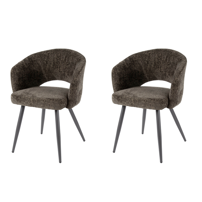 Hoyz Collection - Armstoel Boucle Salon - Bruin - Set van 2