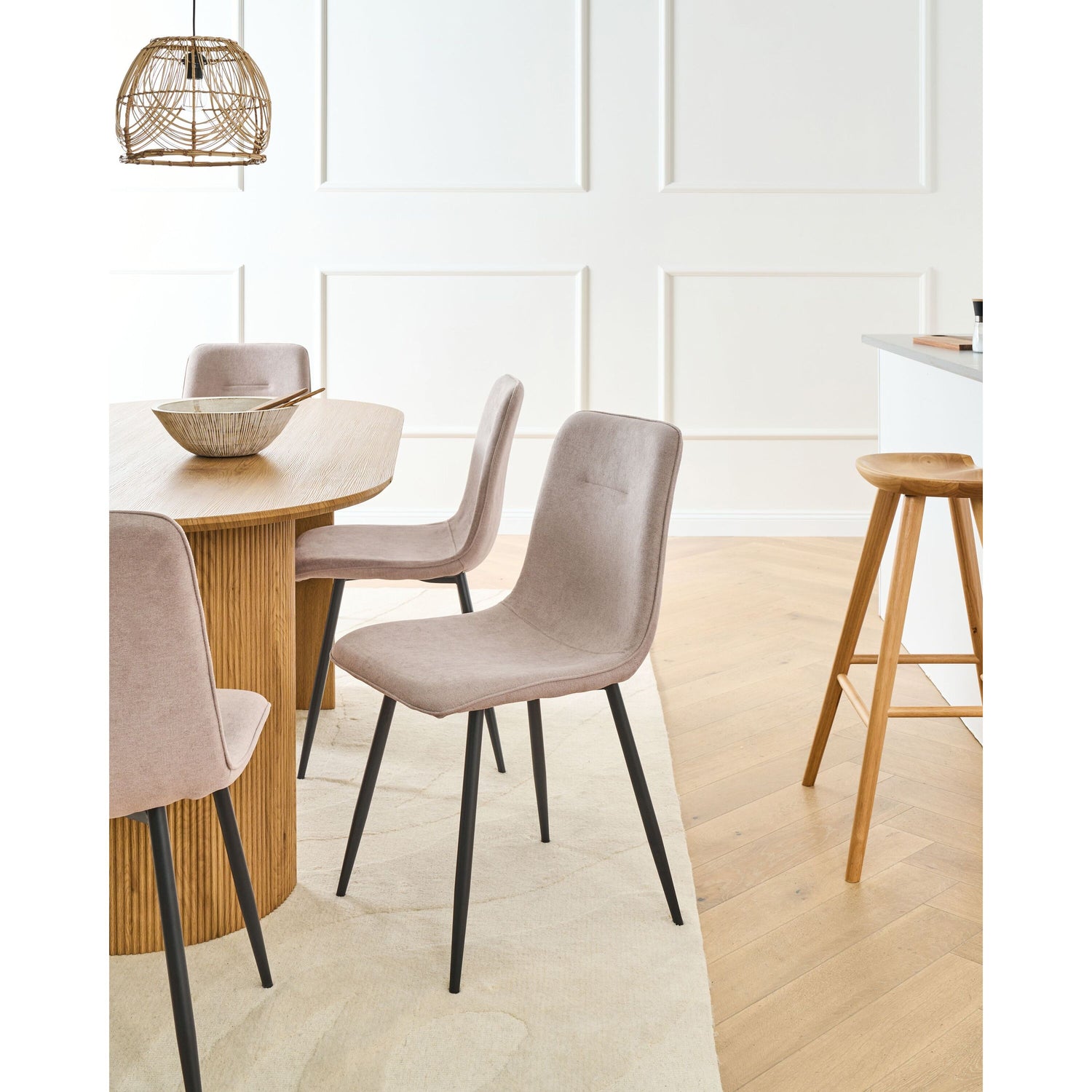 Beliani - TUSCOLA - Eetkamerstoel set van 4 - Beige - Stof