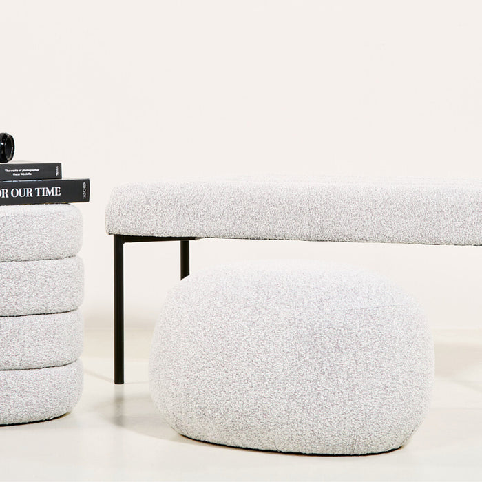 Giga Meubel - Poef Naturel Bouclé - 57x49x33cm - Milly