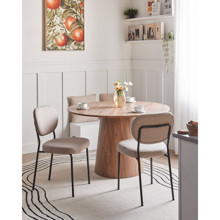 Beliani - LOLETA - Eetkamerstoel set van 2 - Lichtbruin - Stof