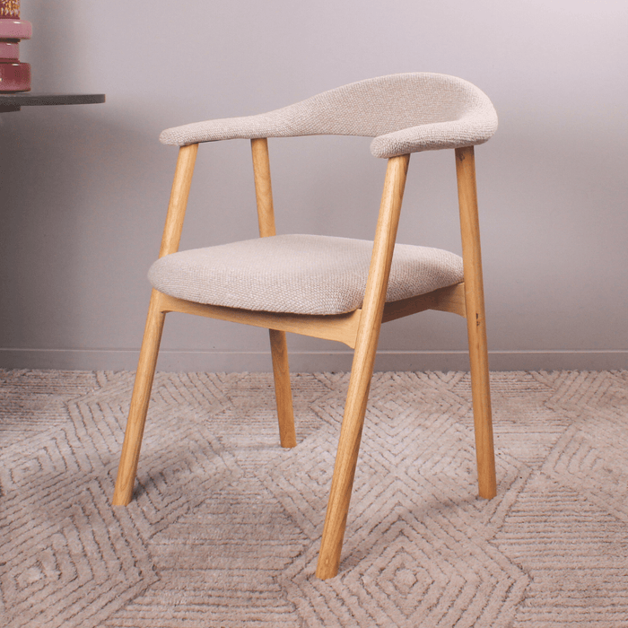 DS4U Quinn eetkamerstoel beige - naturel hout