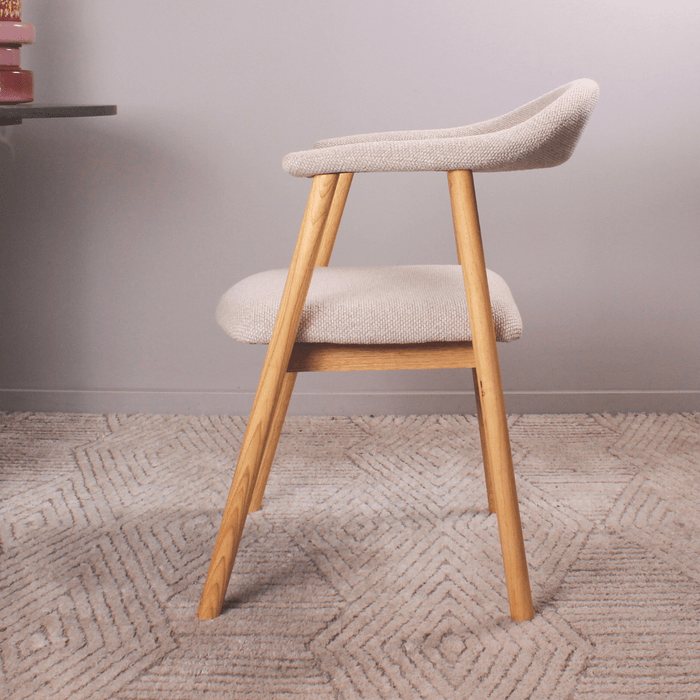 DS4U Quinn eetkamerstoel beige - naturel hout