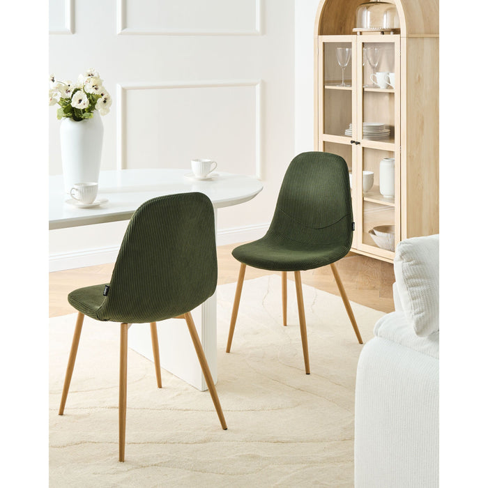 Beliani - HILDEN - Eetkamerstoel set van 2 - Groen - Corduroy