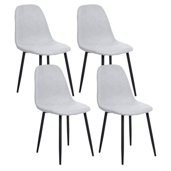 Beliani - CRANDALL - Eetkamerstoel set van 4 - Lichtgrijs - Stof
