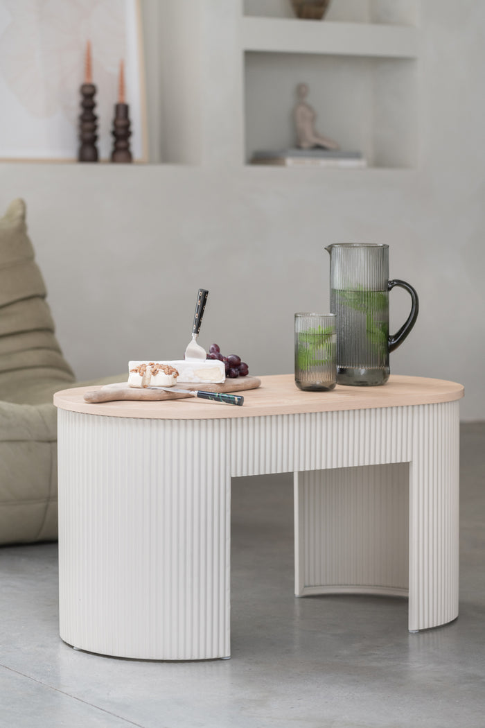 Leitmotiv - Bankje Estriado - Warmgrijs