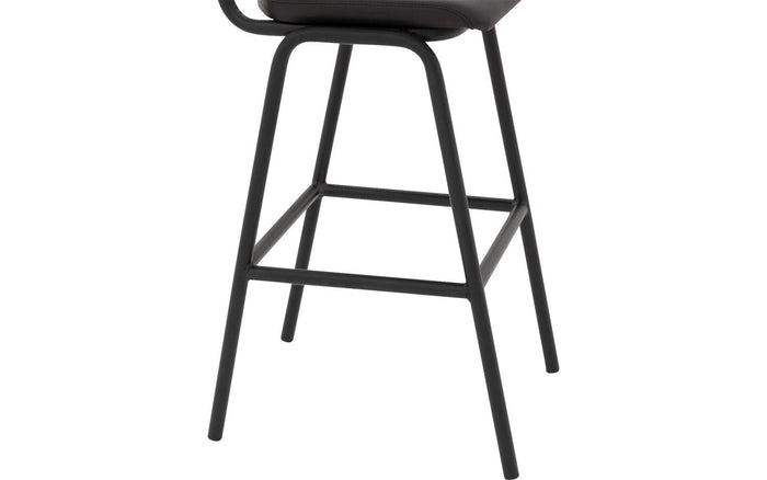 Goossens Barstoel Chaplin - grijs Leder met armleuning