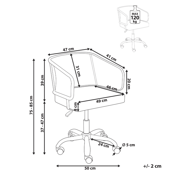 Beliani - TUCSON - Bureaustoel - Bruin - Kunstleer