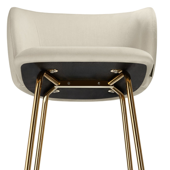 tectake® Barkruk Luana, met rugleuning, fluweellook - Set van 4