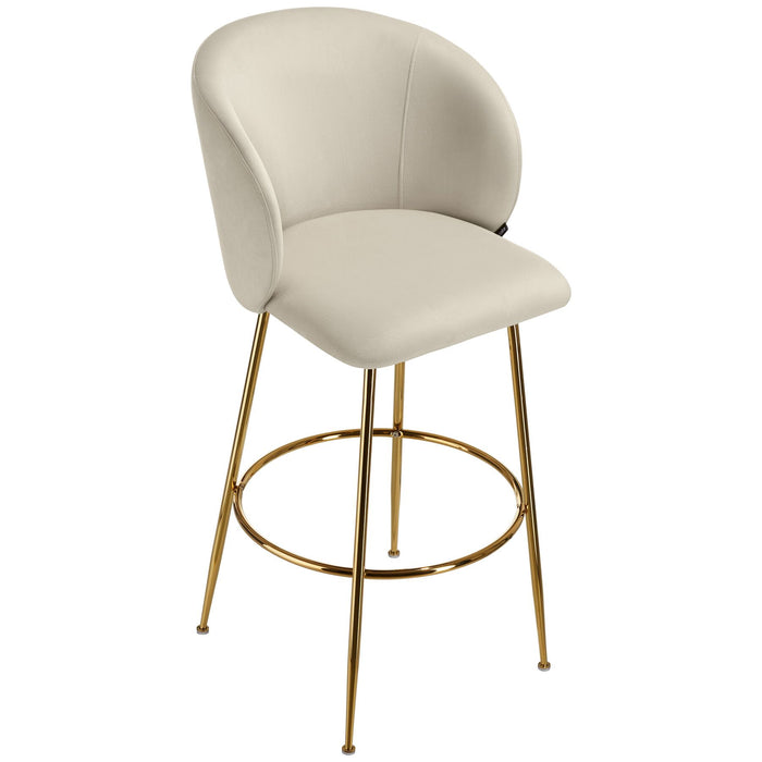 tectake® Barkruk Luana, met rugleuning, fluweellook - Set van 4