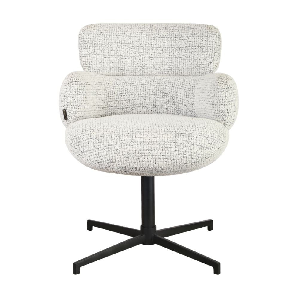 Bronx71 Eetkamerstoel Coco gemêleerde stof off white|zwart