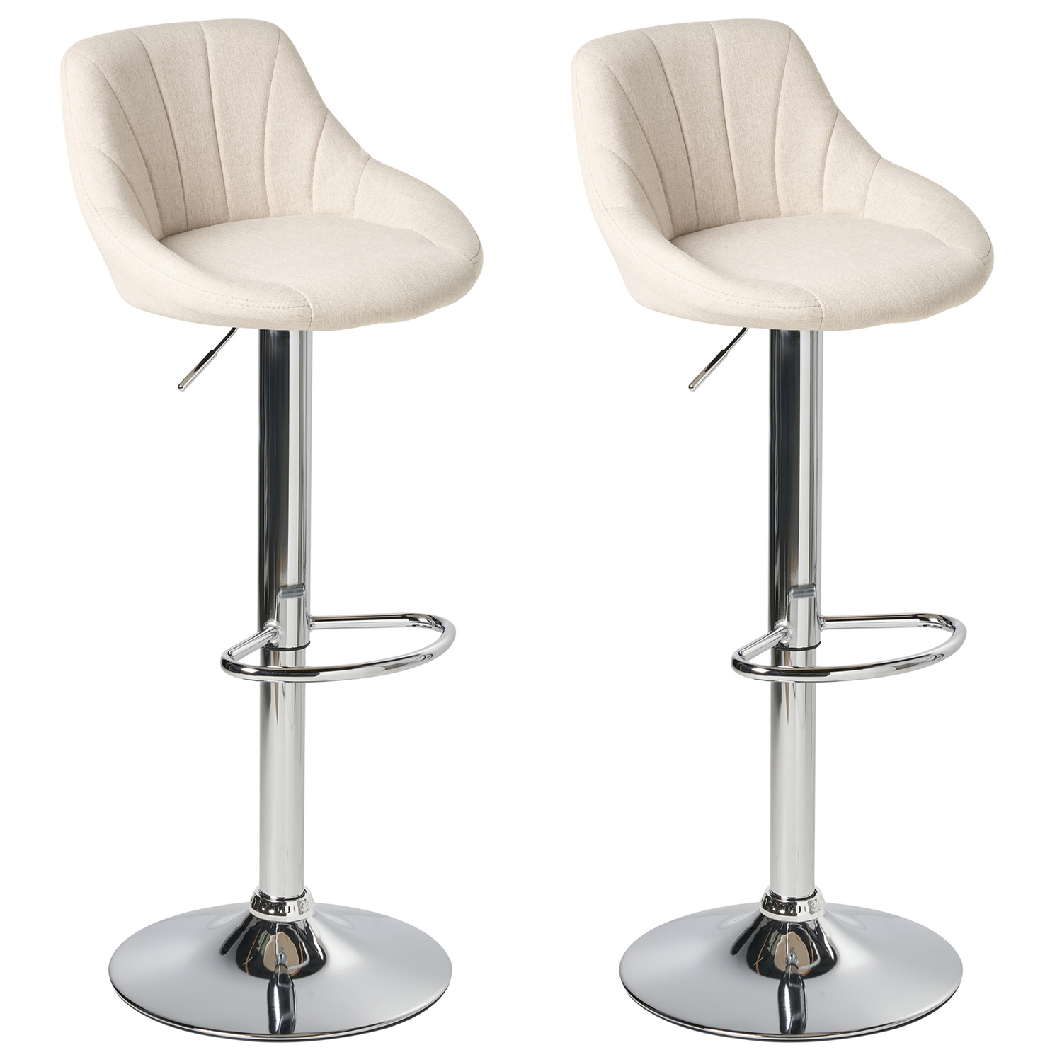 Beliani - LUCCA - Barkruk set van 2 - Lichtbeige - Stof