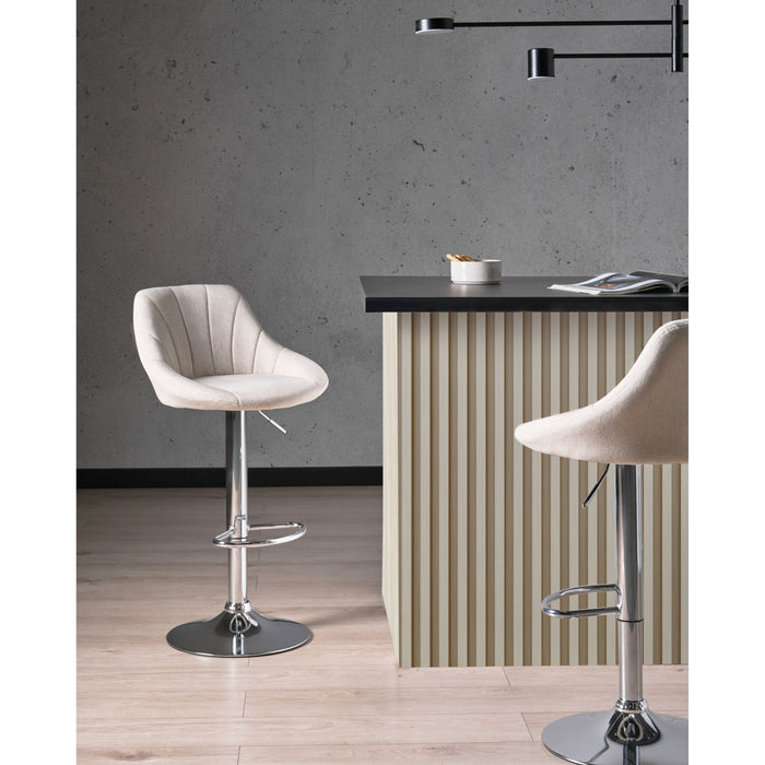 Beliani - LUCCA - Barkruk set van 2 - Lichtbeige - Stof